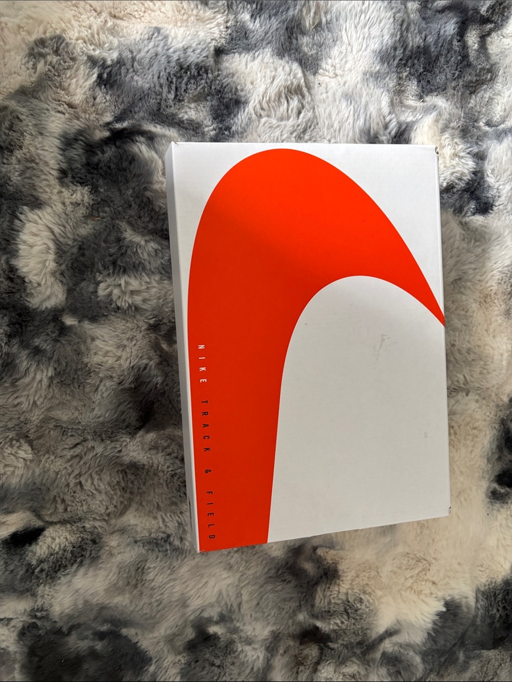 Nike White Shoe Box with Orange Swoosh Graphic